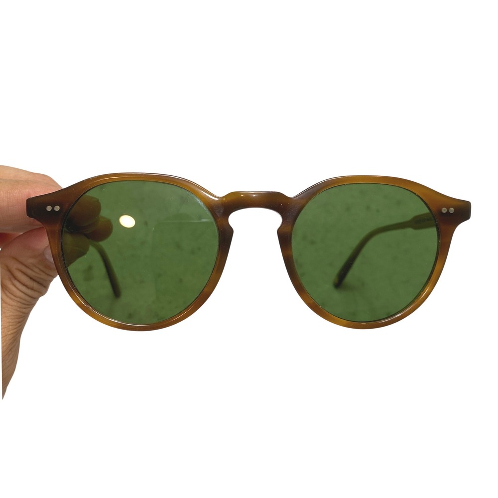 Garrett Leight Royce SDT Sunglasses Brown Tortoise Green Lens Round 47-23-145